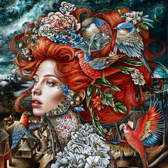 "El Cantico de Azogue" Original Painting 40"x 36" Oil on Linen thumbnail 1