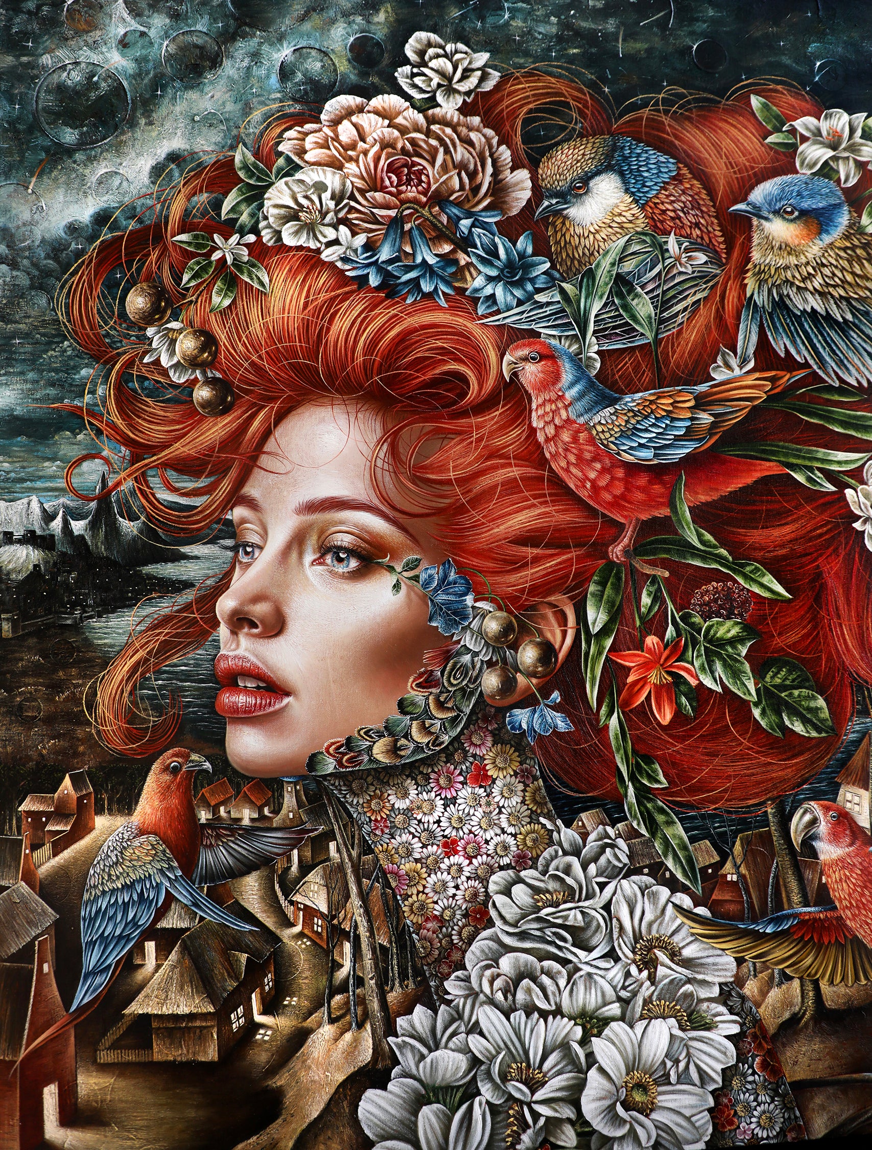 "El Cantico de Azogue" Original Painting 40"x 36" Oil on Linen