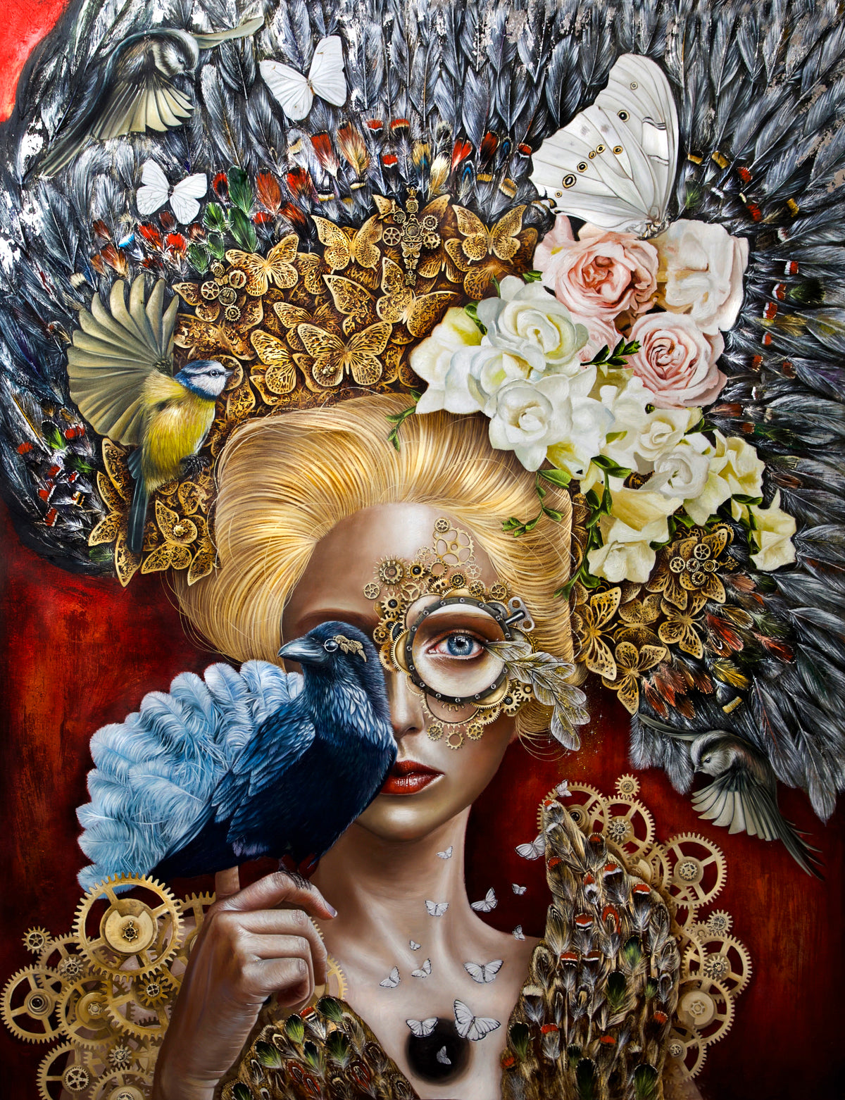 "Nevermore 3" Original Painting 36"x 46" Oil on Wood Panel - Original Work by Luis E Toledo Art