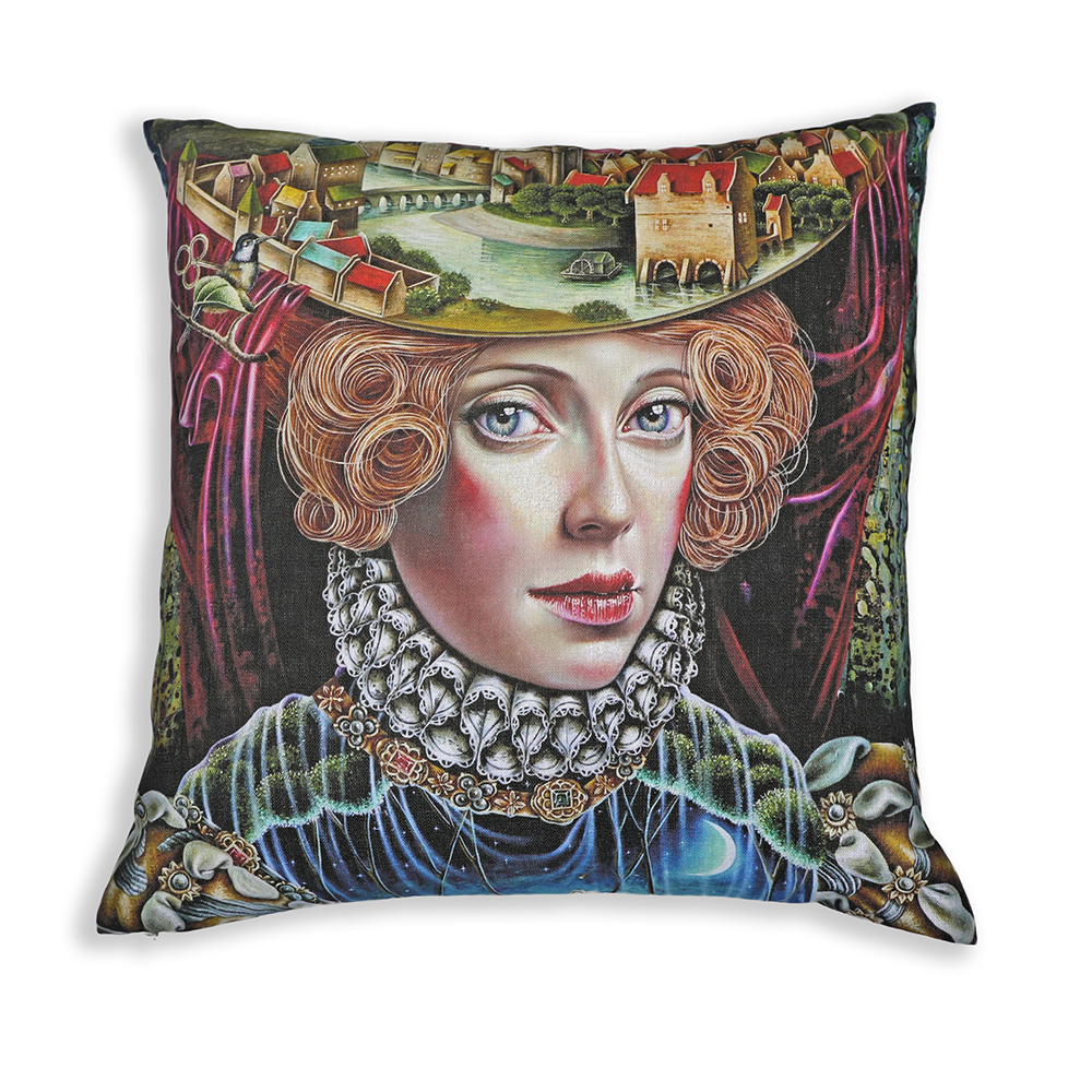 Memories 18" x 18" Cushion Cover 100% Linen by Luis E. Toledo available through Toledo’s Legacy
