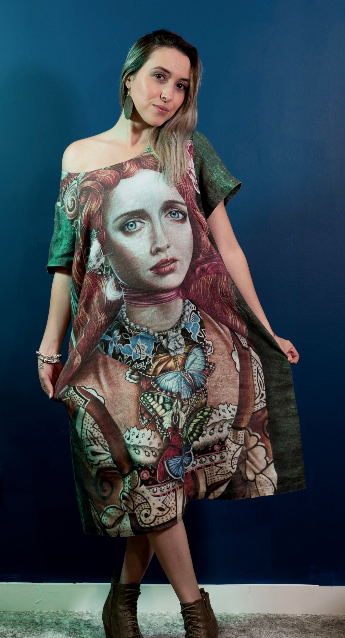 Rara Avis Linen Dress - Original Work by Luis E Toledo Art