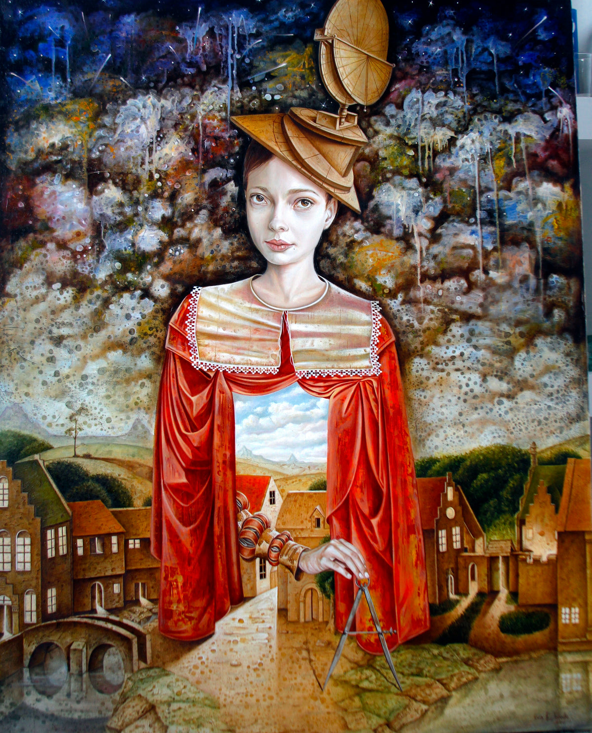 Retablo de una Noche Original Oil Painting - Original Work by Luis E Toledo Art